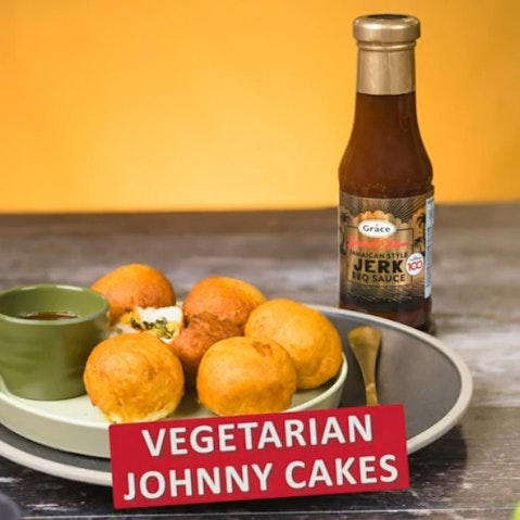 RECIPE IMAGE Jerk Johnny Cakes with product packs